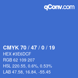 Color code: CMYK 70 / 47 / 0 / 19 | qconv.com