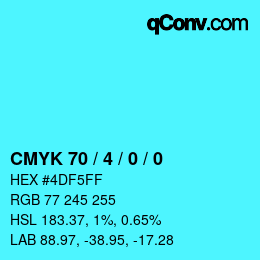 Color code: CMYK 70 / 4 / 0 / 0 | qconv.com