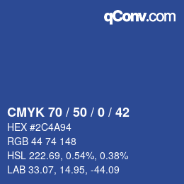 Color code: CMYK 70 / 50 / 0 / 42 | qconv.com