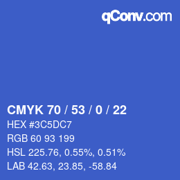 Color code: CMYK 70 / 53 / 0 / 22 | qconv.com