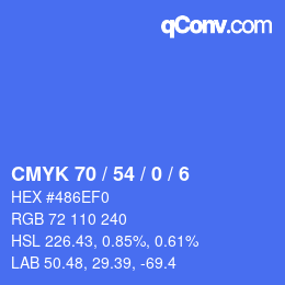 カラーコード: CMYK 70 / 54 / 0 / 6 | qconv.com