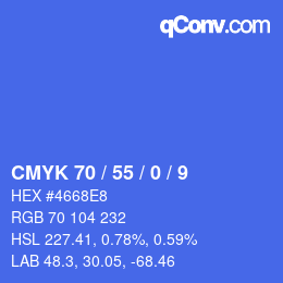 Color code: CMYK 70 / 55 / 0 / 9 | qconv.com