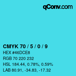 カラーコード: CMYK 70 / 5 / 0 / 9 | qconv.com