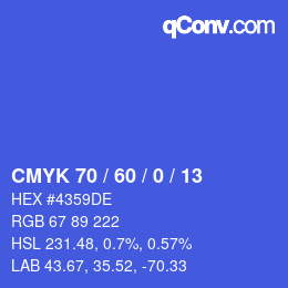 Color code: CMYK 70 / 60 / 0 / 13 | qconv.com