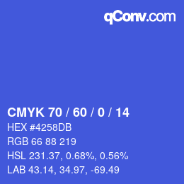 Color code: CMYK 70 / 60 / 0 / 14 | qconv.com