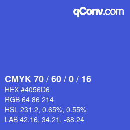 カラーコード: CMYK 70 / 60 / 0 / 16 | qconv.com