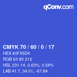 カラーコード: CMYK 70 / 60 / 0 / 17 | qconv.com