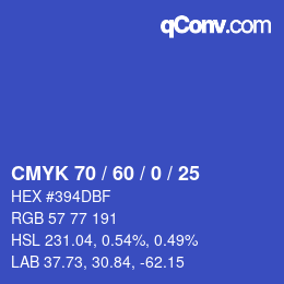 カラーコード: CMYK 70 / 60 / 0 / 25 | qconv.com