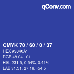 カラーコード: CMYK 70 / 60 / 0 / 37 | qconv.com