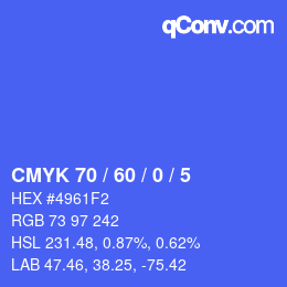 カラーコード: CMYK 70 / 60 / 0 / 5 | qconv.com