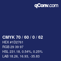 カラーコード: CMYK 70 / 60 / 0 / 62 | qconv.com