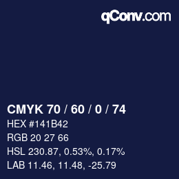 カラーコード: CMYK 70 / 60 / 0 / 74 | qconv.com