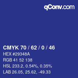 颜色代码: CMYK 70 / 62 / 0 / 46 | qconv.com