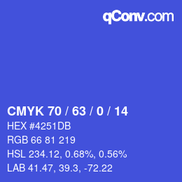 颜色代码: CMYK 70 / 63 / 0 / 14 | qconv.com