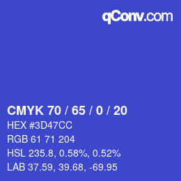 Código de color: CMYK 70 / 65 / 0 / 20 | qconv.com