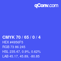 カラーコード: CMYK 70 / 65 / 0 / 4 | qconv.com