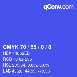 颜色代码: CMYK 70 / 65 / 0 / 8 | qconv.com