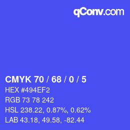 Color code: CMYK 70 / 68 / 0 / 5 | qconv.com
