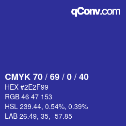 Color code: CMYK 70 / 69 / 0 / 40 | qconv.com