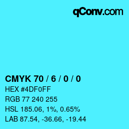 Color code: CMYK 70 / 6 / 0 / 0 | qconv.com