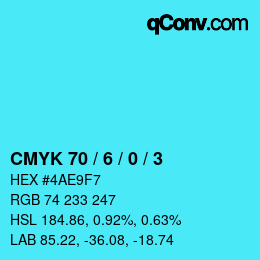 颜色代码: CMYK 70 / 6 / 0 / 3 | qconv.com