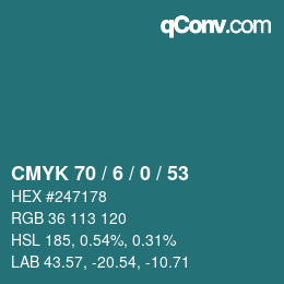 Farbcode: CMYK 70 / 6 / 0 / 53 | qconv.com
