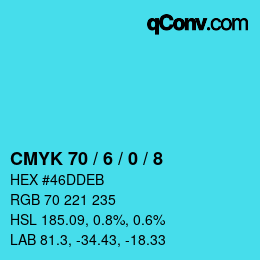 カラーコード: CMYK 70 / 6 / 0 / 8 | qconv.com