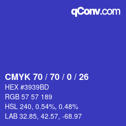 颜色代码: CMYK 70 / 70 / 0 / 26 | qconv.com