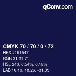 颜色代码: CMYK 70 / 70 / 0 / 72 | qconv.com