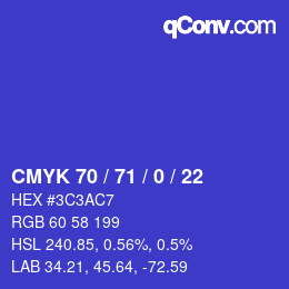 颜色代码: CMYK 70 / 71 / 0 / 22 | qconv.com
