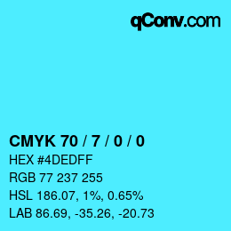 カラーコード: CMYK 70 / 7 / 0 / 0 | qconv.com