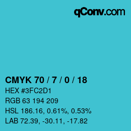 颜色代码: CMYK 70 / 7 / 0 / 18 | qconv.com