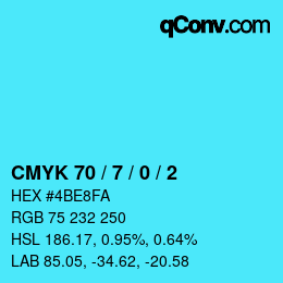 Color code: CMYK 70 / 7 / 0 / 2 | qconv.com