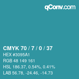 カラーコード: CMYK 70 / 7 / 0 / 37 | qconv.com