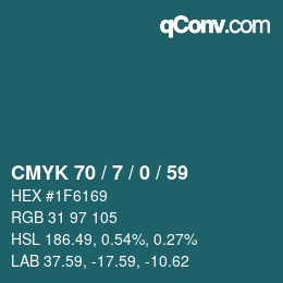 カラーコード: CMYK 70 / 7 / 0 / 59 | qconv.com