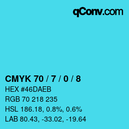颜色代码: CMYK 70 / 7 / 0 / 8 | qconv.com