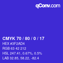 颜色代码: CMYK 70 / 80 / 0 / 17 | qconv.com