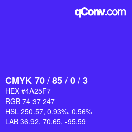 颜色代码: CMYK 70 / 85 / 0 / 3 | qconv.com