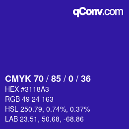 Color code: CMYK 70 / 85 / 0 / 36 | qconv.com