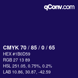 颜色代码: CMYK 70 / 85 / 0 / 65 | qconv.com