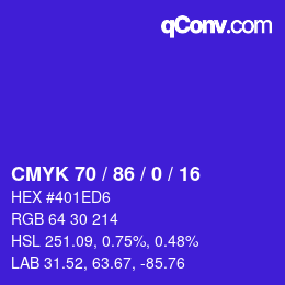 カラーコード: CMYK 70 / 86 / 0 / 16 | qconv.com
