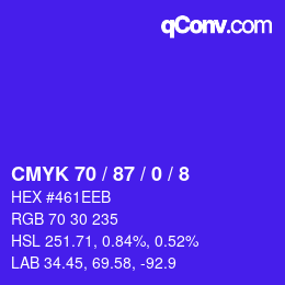 カラーコード: CMYK 70 / 87 / 0 / 8 | qconv.com