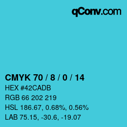 カラーコード: CMYK 70 / 8 / 0 / 14 | qconv.com