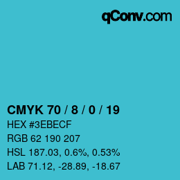 カラーコード: CMYK 70 / 8 / 0 / 19 | qconv.com