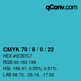 Color code: CMYK 70 / 8 / 0 / 22 | qconv.com
