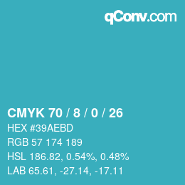 カラーコード: CMYK 70 / 8 / 0 / 26 | qconv.com