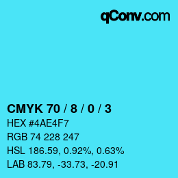Color code: CMYK 70 / 8 / 0 / 3 | qconv.com