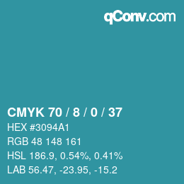 颜色代码: CMYK 70 / 8 / 0 / 37 | qconv.com