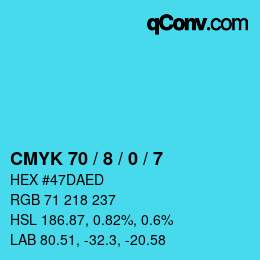 颜色代码: CMYK 70 / 8 / 0 / 7 | qconv.com