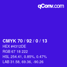 カラーコード: CMYK 70 / 92 / 0 / 13 | qconv.com